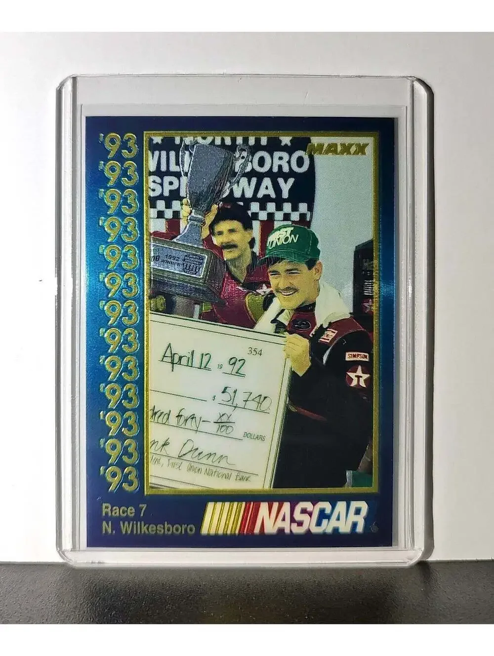 Race 7 North Wilkesboro YR 1993 Maxx Premier Plus Racing #185 NASCAR Card